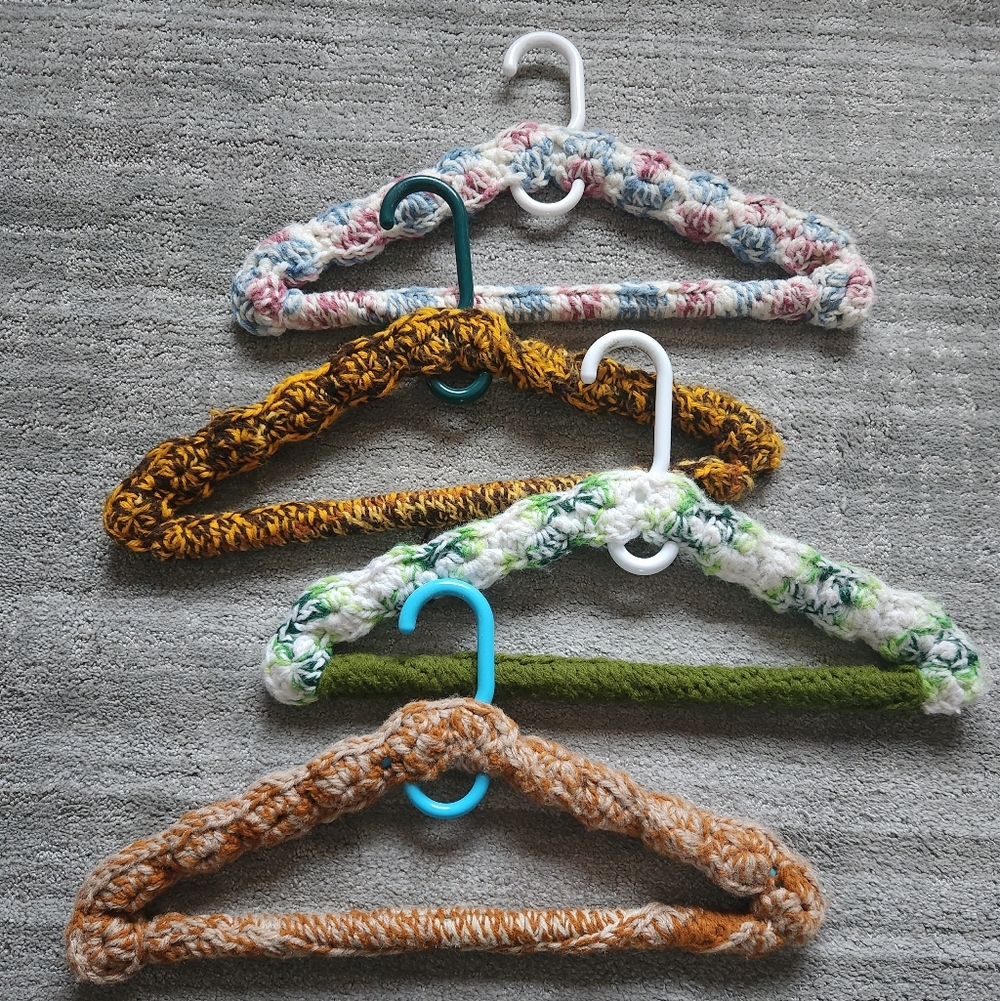 Set of 4 Crochet Covered Hangers